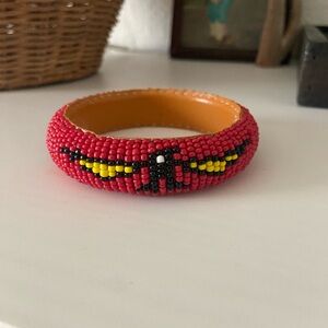 Native American thunderbird beaded leather bracelet